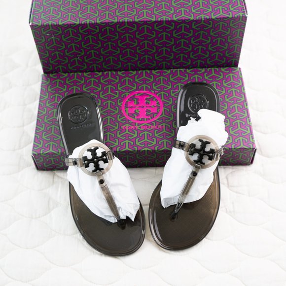 Tory Burch Shoes - New Tory Burch Mini Miller Thong Sandal Black/Cobalt Leather US Womens size 5